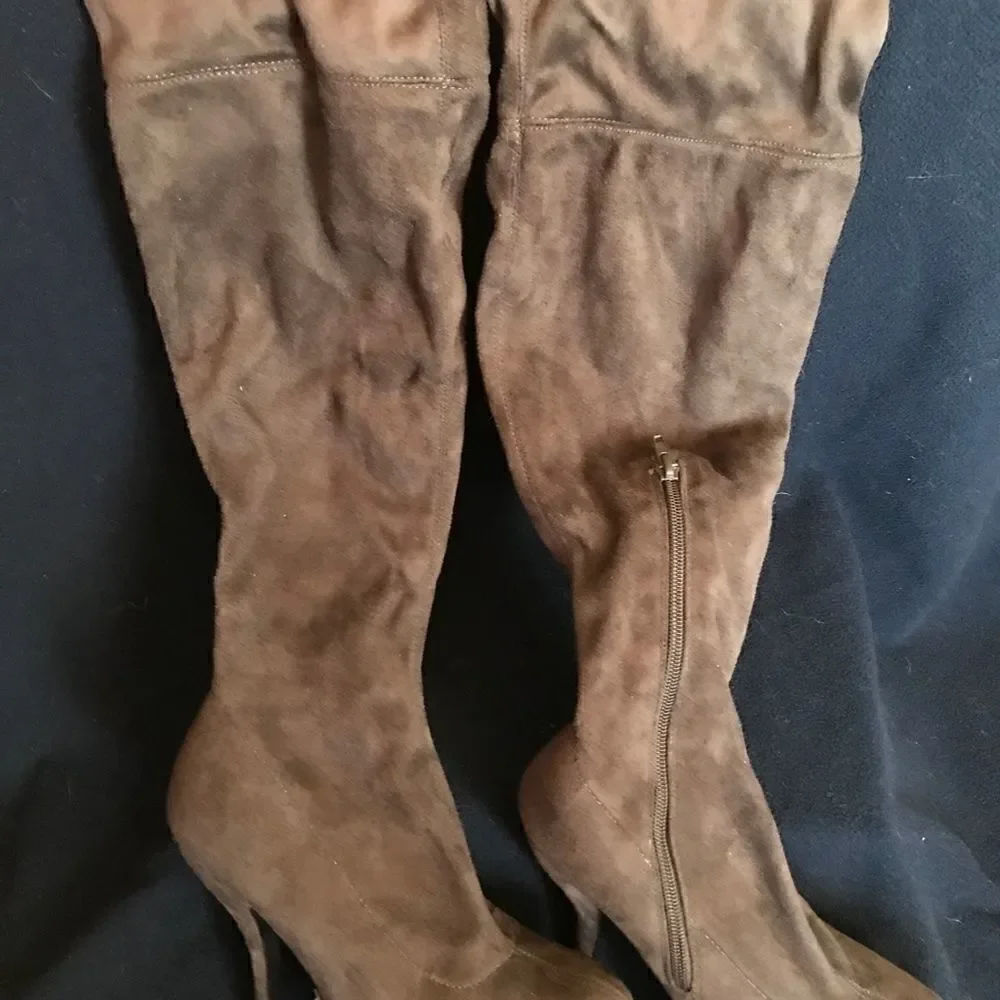 Grey Suede Over the Knee Boot by Lillian